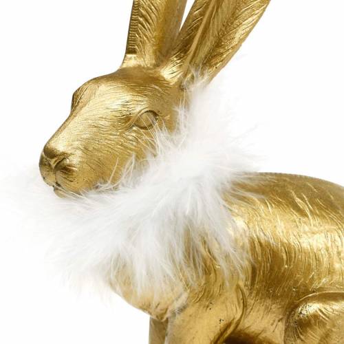 Floristik24 Påskehare med fjer Boa Forårsdekoration Bunny Gylden påskedekoration