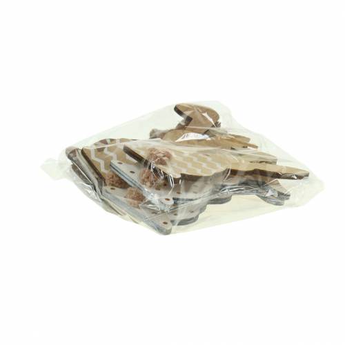 Floristik24 Påskehare til at hænge creme, brun, naturligt træ sort H11.5cm 6stk
