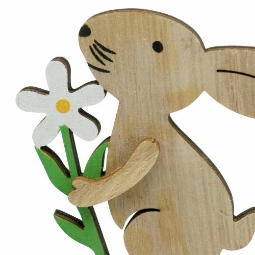 Artikel Blomsterprop kanin lavet af træ 9cm 12stk