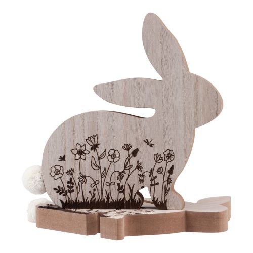 Artikel Bunny Wood Sidde Blomstermønster Natur Hvid 24×24cm 2 stk