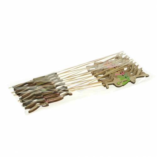 Floristik24 Påskepynt kanin med pindetræ assorteret natur 11cm 16 stk