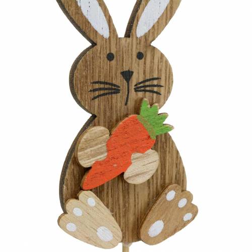 Artikel Påske dekoration kanin med pind træ sort natur H8,5cm 16stk