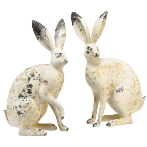 Floristik24 Bunny Sitting Vintage Guld Beige Bordpynt Påske H35,5cm 2stk