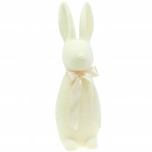 Floristik24 Bunny flocked creme hvid H49cm