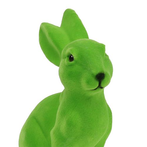 Floristik24 Bunny flocked grøn 15cm 3stk