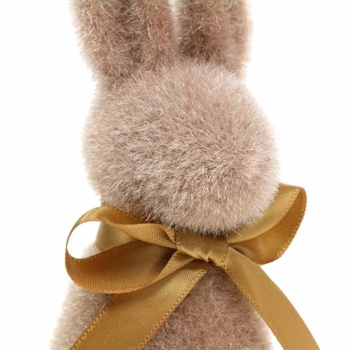 Floristik24 Bunny flocked lysebrun 16cm 4stk