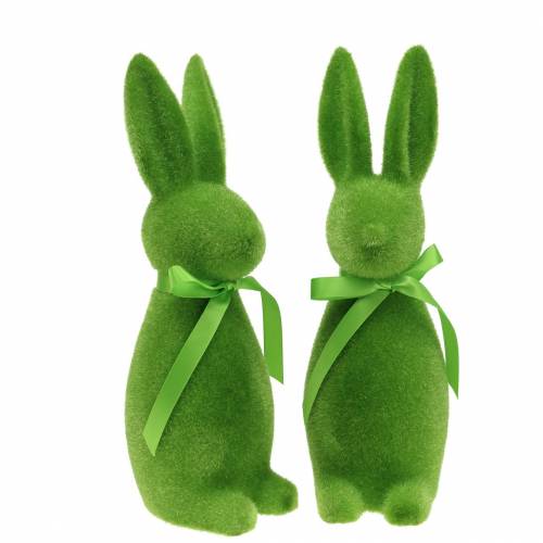 Floristik24 Bunny flocked grøn 30cm 2stk