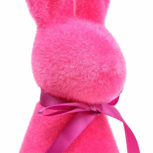 Floristik24 Kanin flokket pink H30cm 2stk