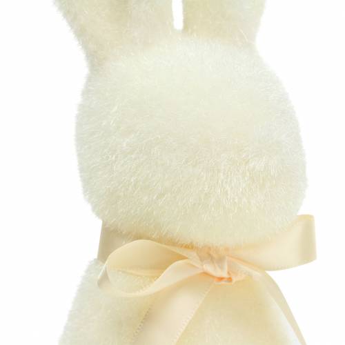 Floristik24 Bunny flocked hvid creme H30cm 2stk