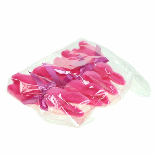Floristik24 Bunny flokede lyserød 16 cm 4stk