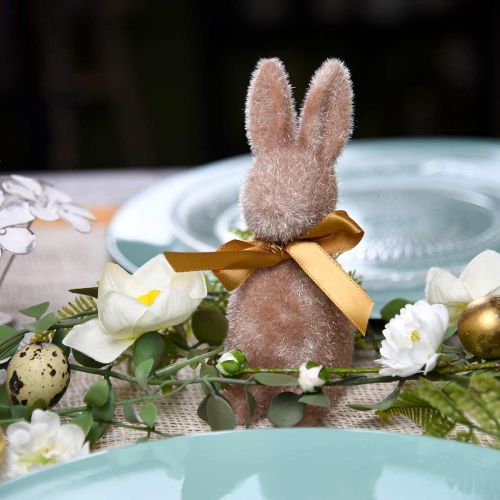 Floristik24 Bunny flocked lysebrun 16cm 4stk
