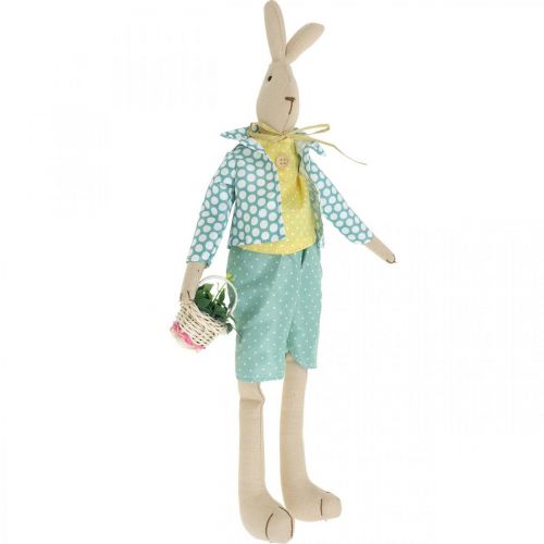 Floristik24 Stof påskehare, kanin med tøj, påskedekoration, kanin dreng H46cm