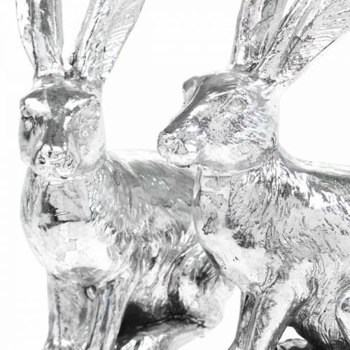 Artikel Påskehare Siddende Sølv Kanin Dekorativ Figur Påske 13cm 2stk