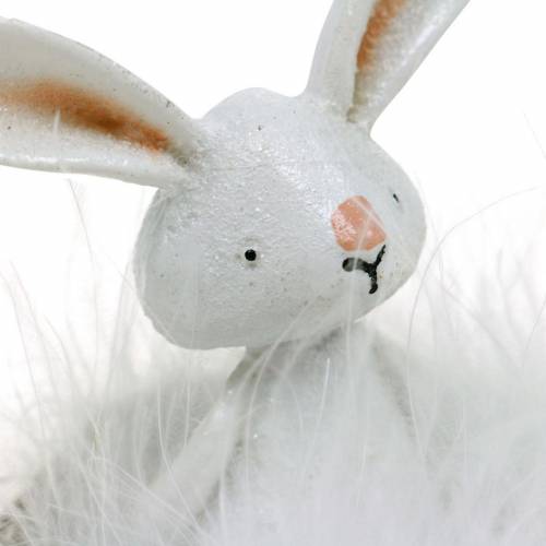 Artikel Påskehare i reden, foråret dekoration, dekoration kanin, påske dekoration, kanin figur hvid 4stk