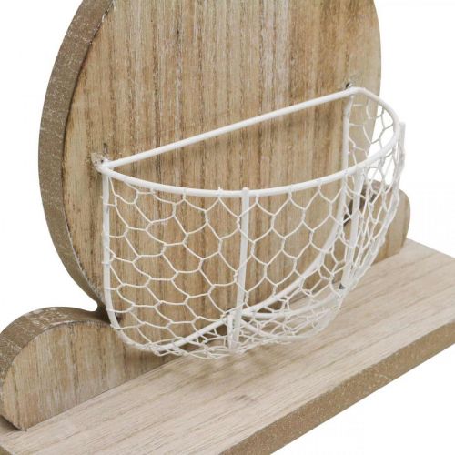 Floristik24 Træhare med kurv, forårsdekoration, påskehare med plantekurv natur, hvid H48cm