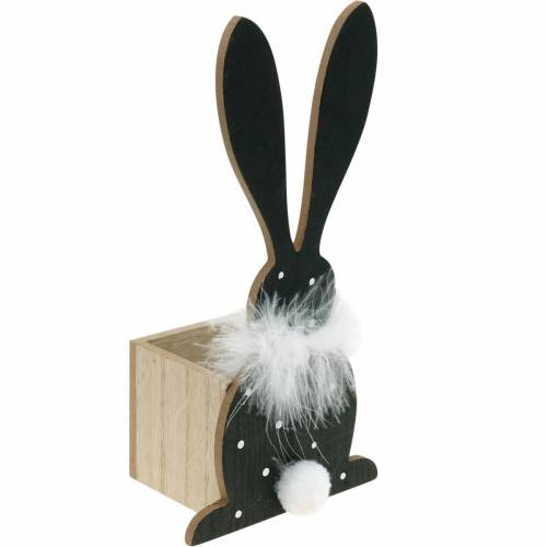 Floristik24 Bunny Planter Feather Boa Sort, hvid prikket træ påskehare