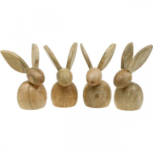 Floristik24 Påskepynt kanin træ dekoration siddende Påskehare natur 12cm 4 stk