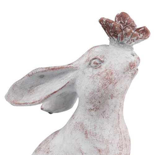 Floristik24 Kanin siddende kunststen sommerfugl dekoration 14×10,5×26cm
