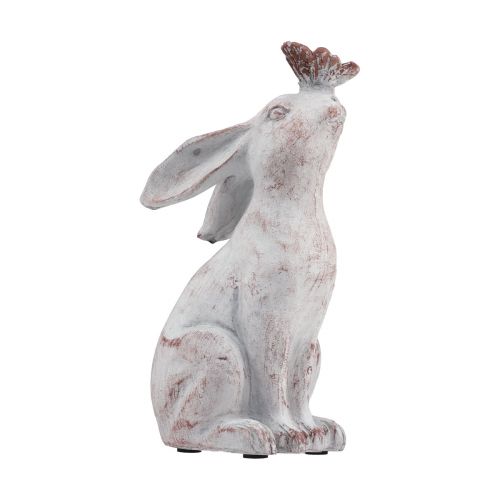 Floristik24 Kanin siddende kunststen sommerfugl dekoration 14×10,5×26cm