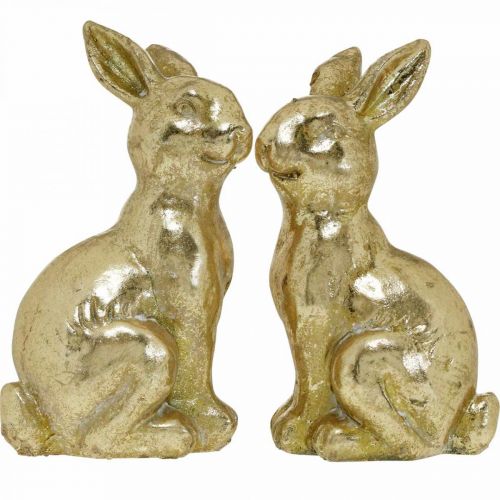 Artikel Kanin guld dekoration siddende antik look Påskehare H12,5cm 2stk