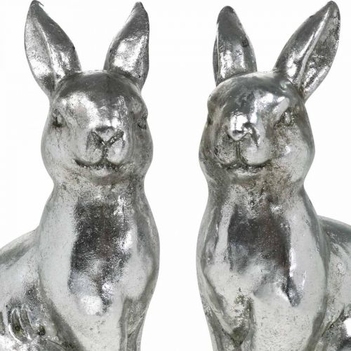 Artikel Deco kanin siddende påskedekoration sølv vintage H17cm 2stk