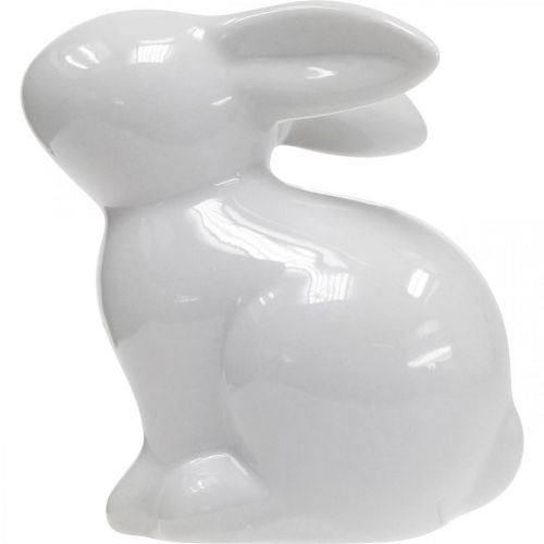 Floristik24 Dekorativ hare keramik hvid påskehare siddende H8,5cm 4 stk
