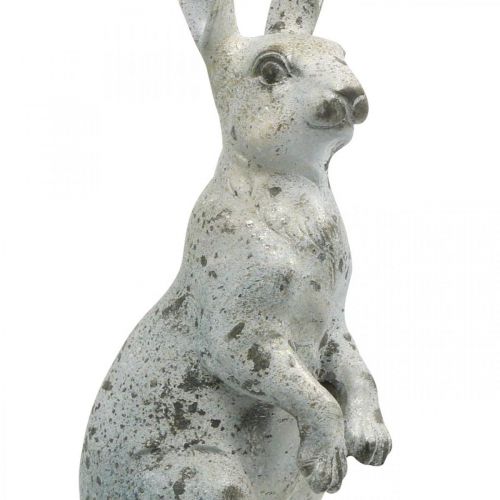 Artikel Dekorativ kanin til påske, forårsdekoration i betonlook, havefigur med guldaccenter, shabby chic H42cm