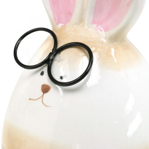 Floristik24 Keramiske påskeharer med glas, påskedekoration par kaniner H19cm 2 stk.