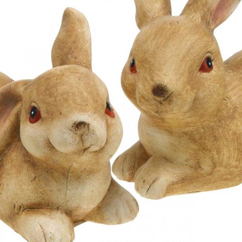 Floristik24 Påskehare liggende brun keramik kanin par dekorativ figur 15,5 cm 2 stk.