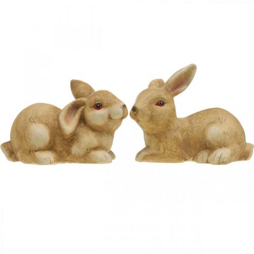 Floristik24 Påskehare liggende brun keramik kanin par dekorativ figur 15,5 cm 2 stk.
