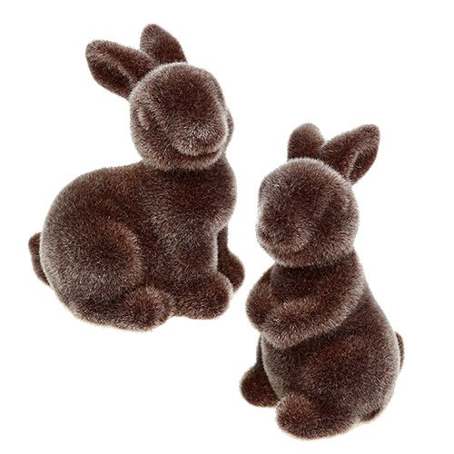 Floristik24 Bunny brown 5cm flocked 2stk