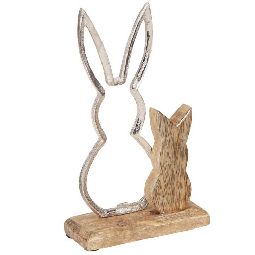 Artikel Dekorativ kanin Metal &amp; Træ – Moderne påskefigur i naturligt design 22cm 2 stk
