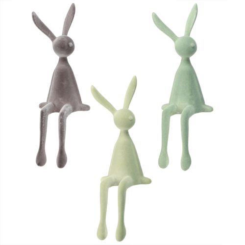 Floristik24 Rabbit Edge Taburet Påskehare flokket – 2. valg – Grøn Brun 28cm 3 stk.