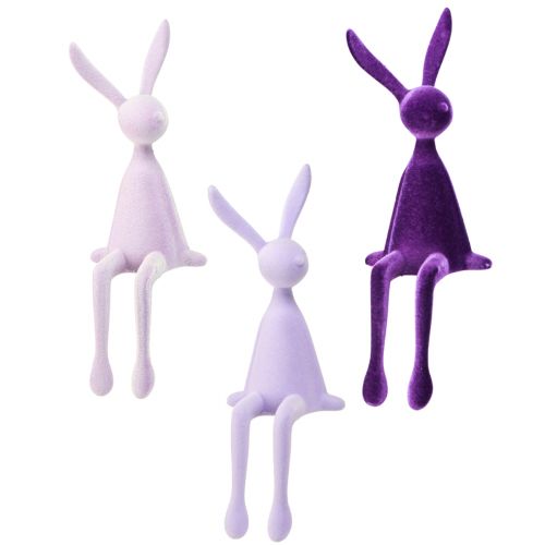Artikel Bunny Edge Taburet Påskehare flocket lilla lilla – 2. valg – 28 cm 3 stk.