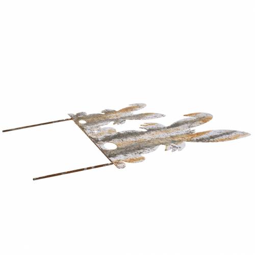 Floristik24 Påskepynt kanin med barn til at holde rust birk look metal 25 × 32 cm