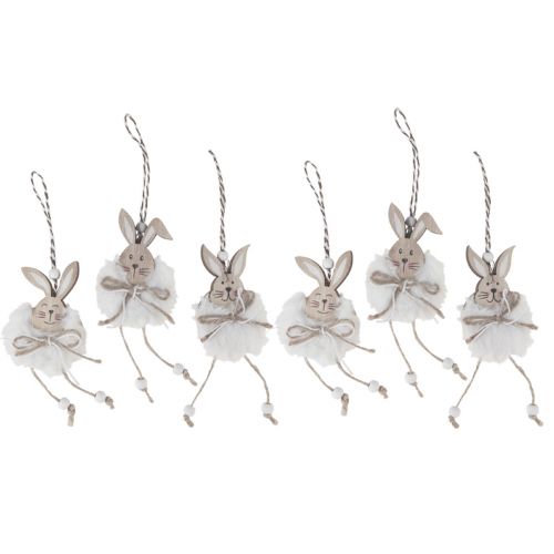 Floristik24 Kaniner dekorative trækaniner til ophæng af naturhvid 5cm×12cm 6stk