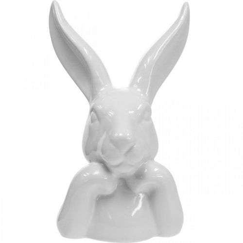 Floristik24 Deco kanin keramik hvid, kaninbuste påskepynt H17cm 3 stk.