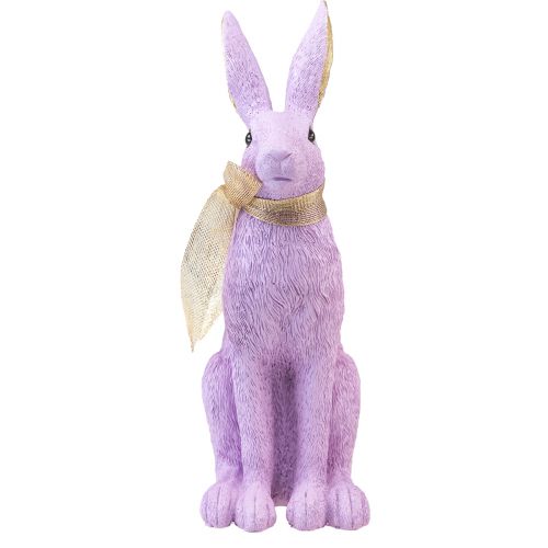 Floristik24 Kaninfigur påskehare dekorativ kanin siddende lilla guld H35cm