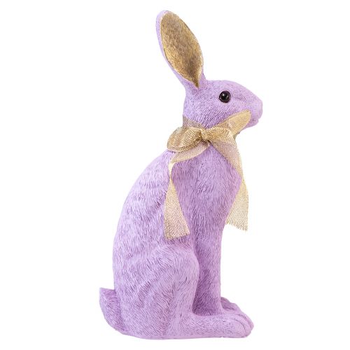 Floristik24 Kaninfigur påskehare dekorativ kanin siddende lilla guld H35cm