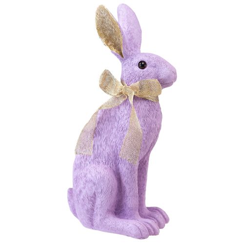 Floristik24 Kaninfigur påskehare dekorativ kanin siddende lilla guld H35cm