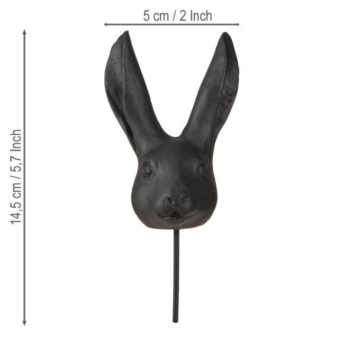 Floristik24 Kaninhoved dekoration på pind kanin sort mat 10cm 2stk