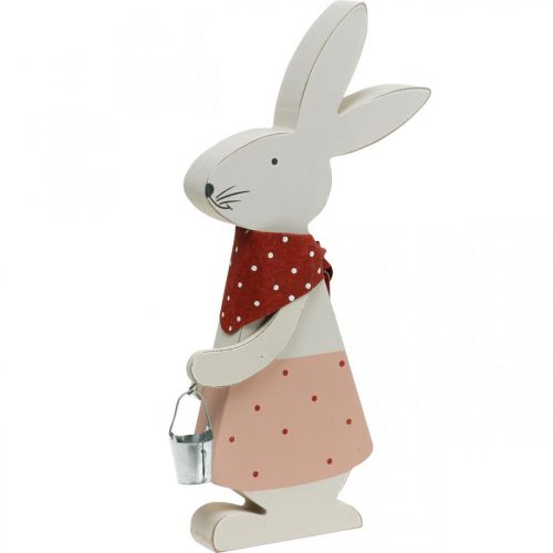 Bunny pige, foråret dekoration, træ bunny med en spand, påske bunny