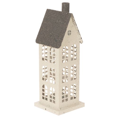 Dekorativt metalhus med vinduer og pejs, 28 cm købe | Floristik24.dk