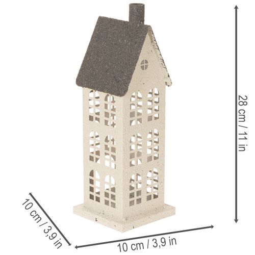 Dekorativt metalhus med vinduer og pejs, 28 cm | Floristik24.dk