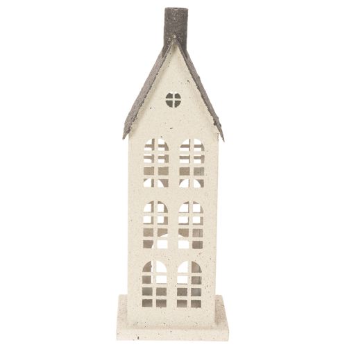 Dekorativt metalhus med vinduer og pejs, 28 cm | Floristik24.dk