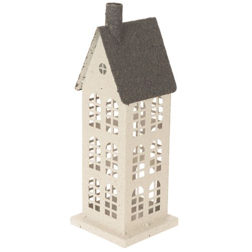 Dekorativt metalhus med vinduer og pejs, 28 cm | Floristik24.dk