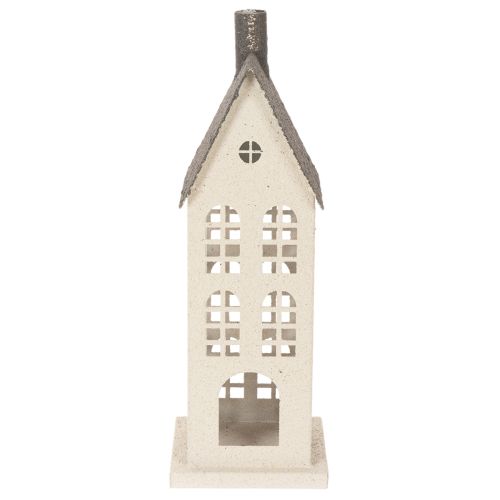 Dekorativt metalhus med vinduer og pejs, 28 cm | Floristik24.dk