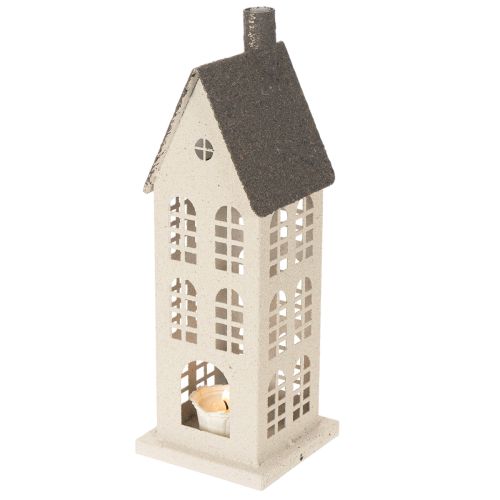 Dekorativt metalhus med vinduer og pejs, 28 cm | Floristik24.dk