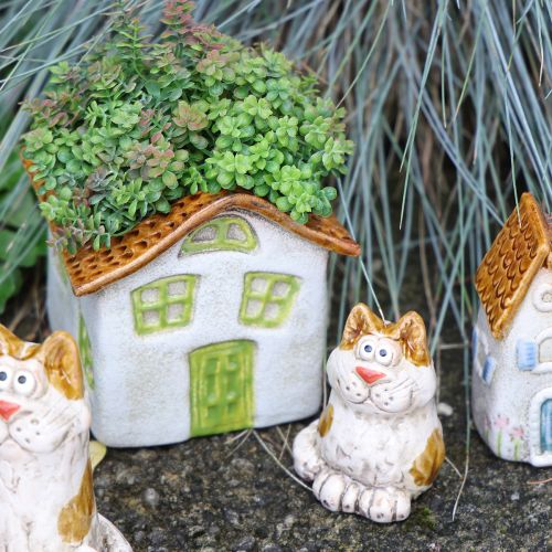 Artikel Keramisk fyrfadsstage til hus, rustik stil til en hyggelig atmosfære, 11 cm