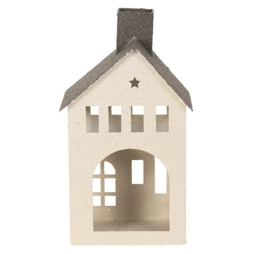 Dekorativt metalhus med skorsten og vindue, 24 cm | Floristik24.dk